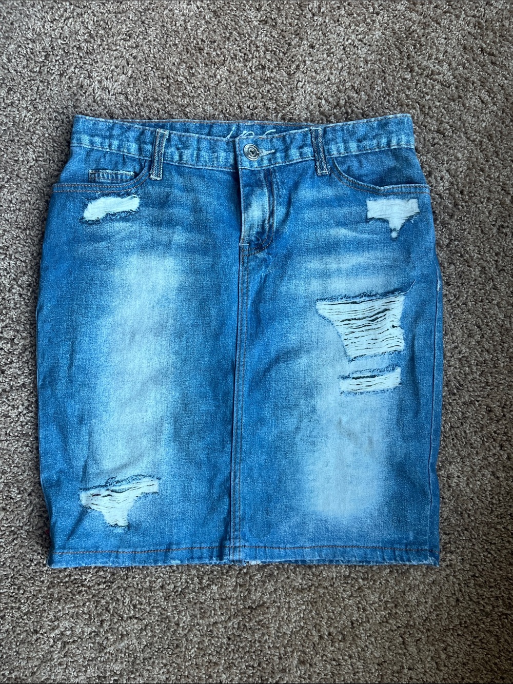 INC International Concepts Distressed Blue Denim Pencil Skirt Size 4